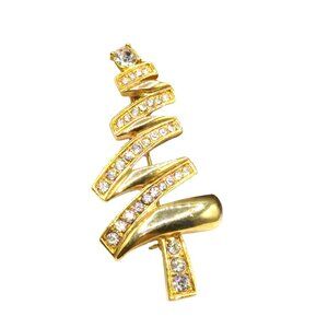 Vintage Monet Moderne Christmas Tree Brooch, Modernist Abstract Gold Tone